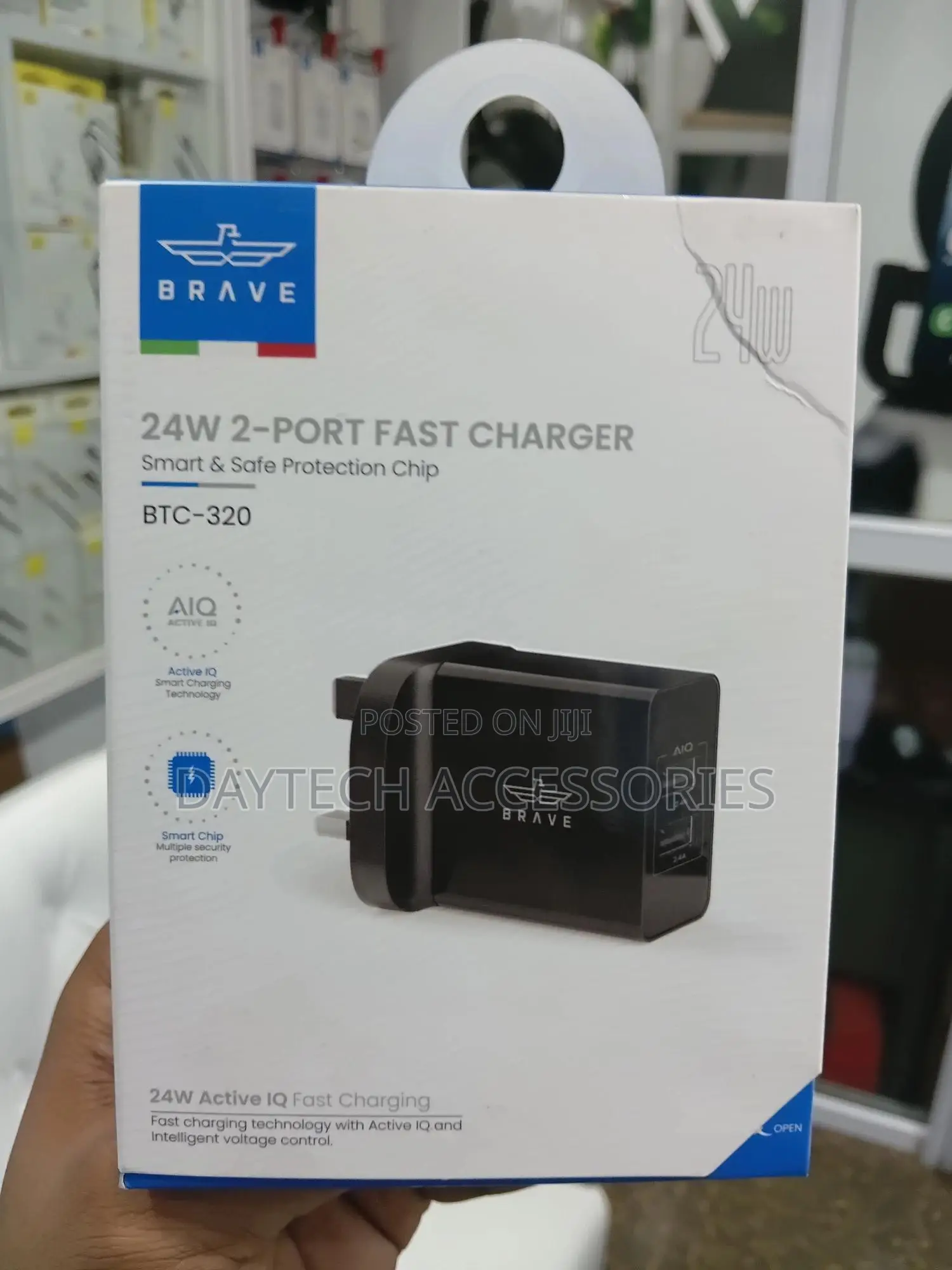 Brave 2-Port Usb Wall Charger 24w With Active Iq Smart Charging