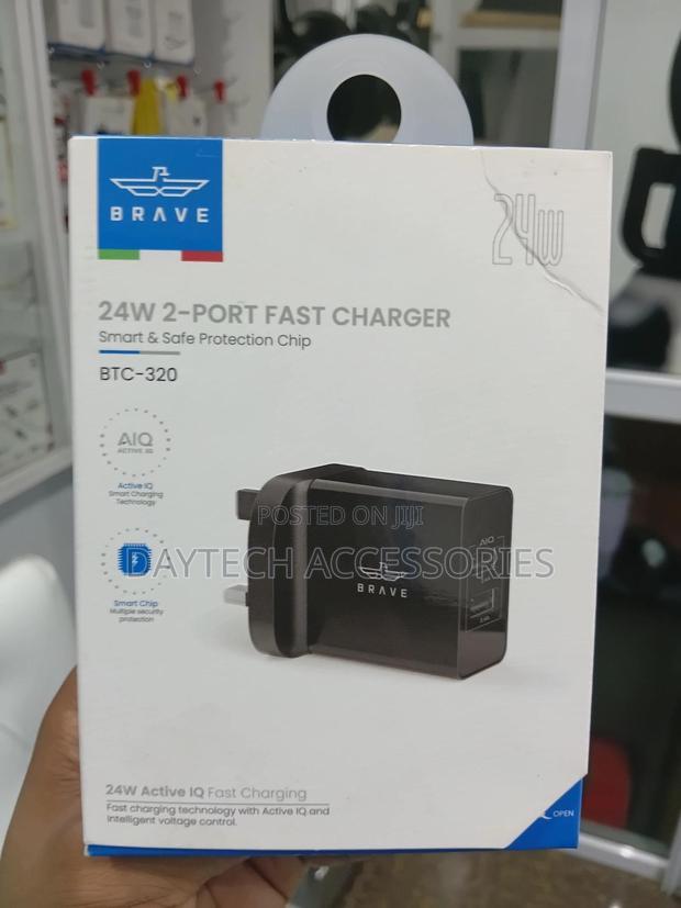 Brave 2-Port Usb Wall Charger 24w With Active Iq Smart Charging