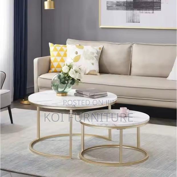 Coffee Table; Nymphar Nesting Marble Coffee Table in Dual Style - thumbnail 3