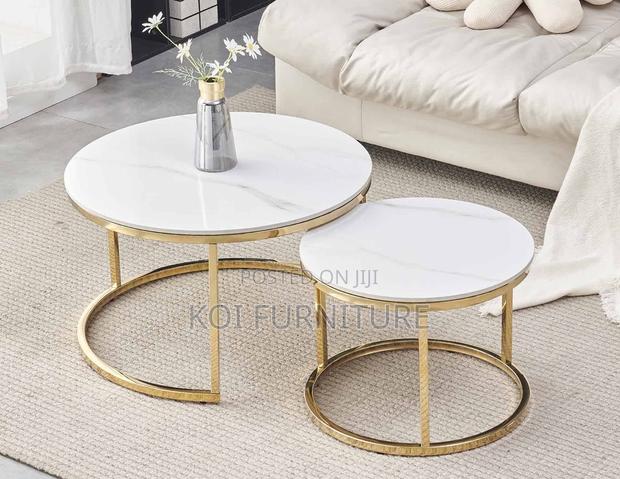 Coffee Table; Nymphar Nesting Marble Coffee Table in Dual Style - thumbnail 12