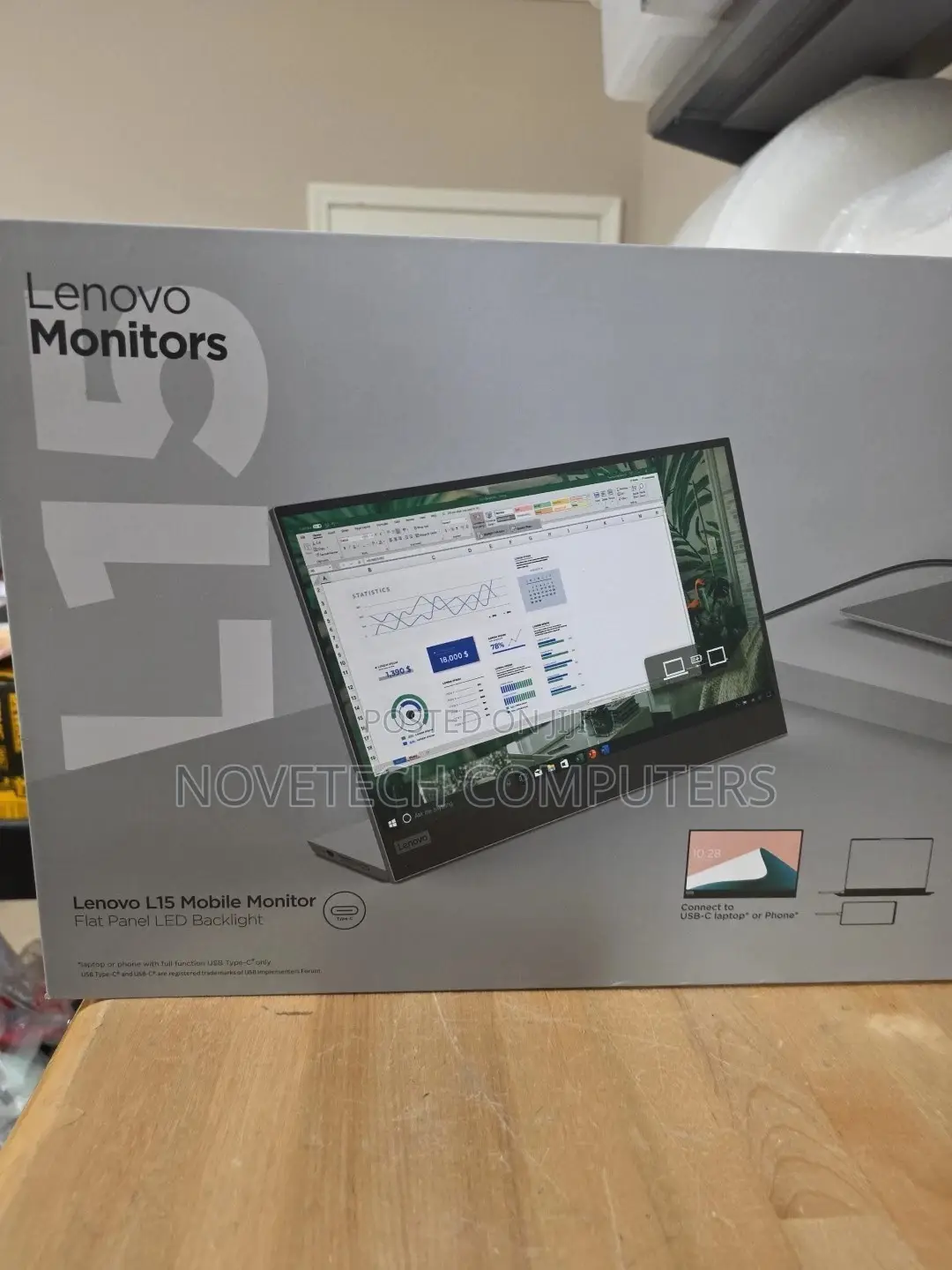 Lenovo L15 15.6 FHD Usb-C Portable Monitor, Connectivity 2 Usb-C