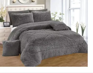 Large Sized 6 ×6 Fluffy Duvet- Set With Bedsheet and Pillow Cases