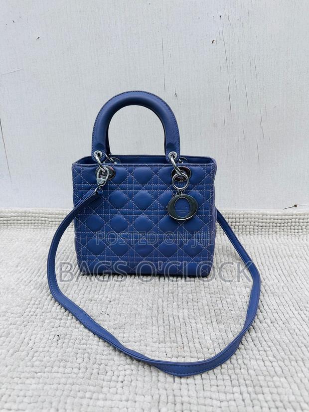 Authentic Christian Dior Lady Dior Medium Bag – Blue Cannage Lambskin