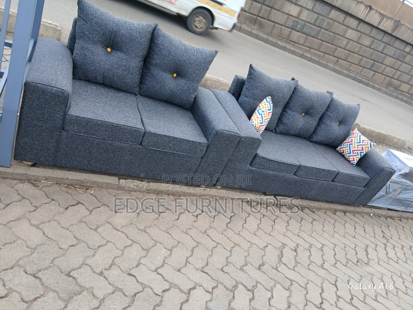 Plain Grey 3,2 Five Seater Sofa Set