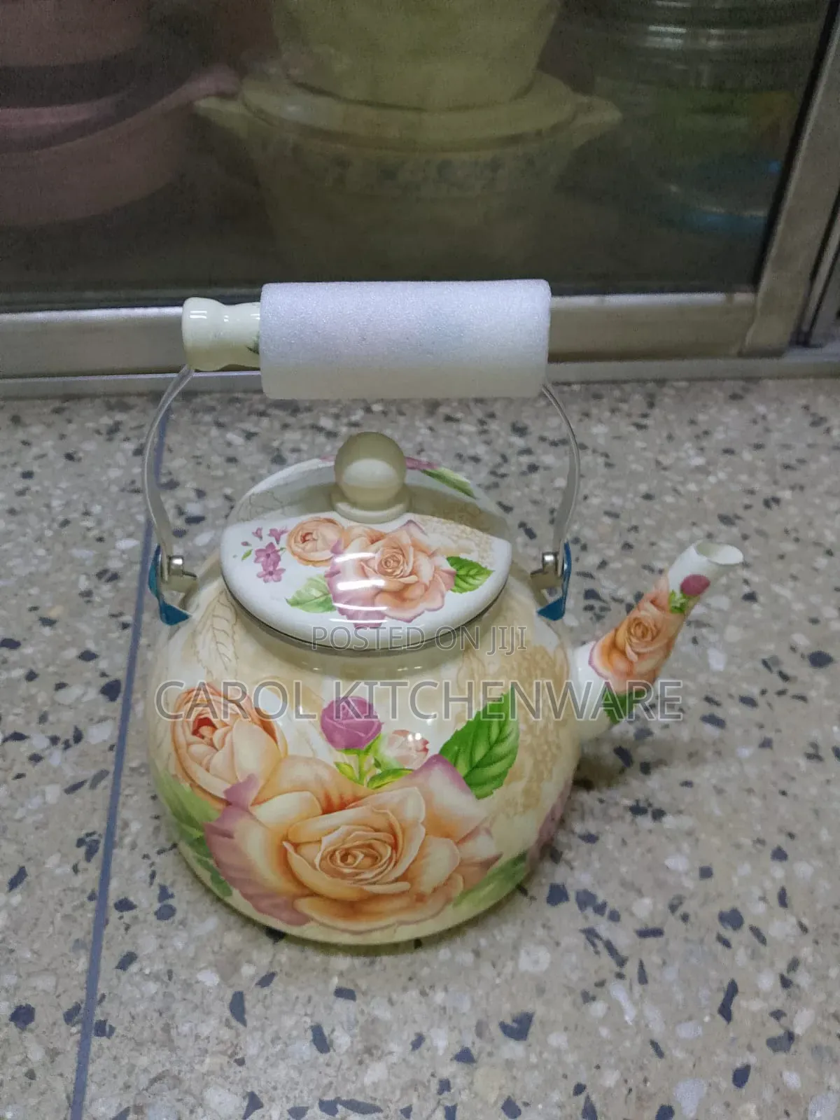 3.3 LTR Enamel Tea Pot/ Flowered Tea Pot