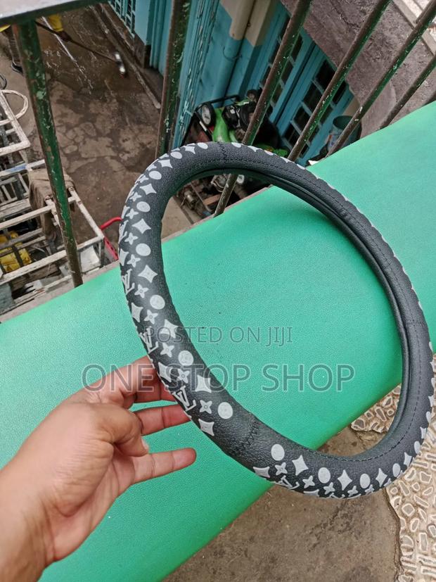 Faux Leather Rubber Louis Vuitton Style Branded Steering Wheel Cover
