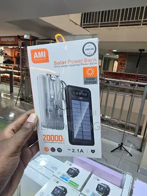 Ami Am-26 Solar Power Bank Built-in Cables 20000mah