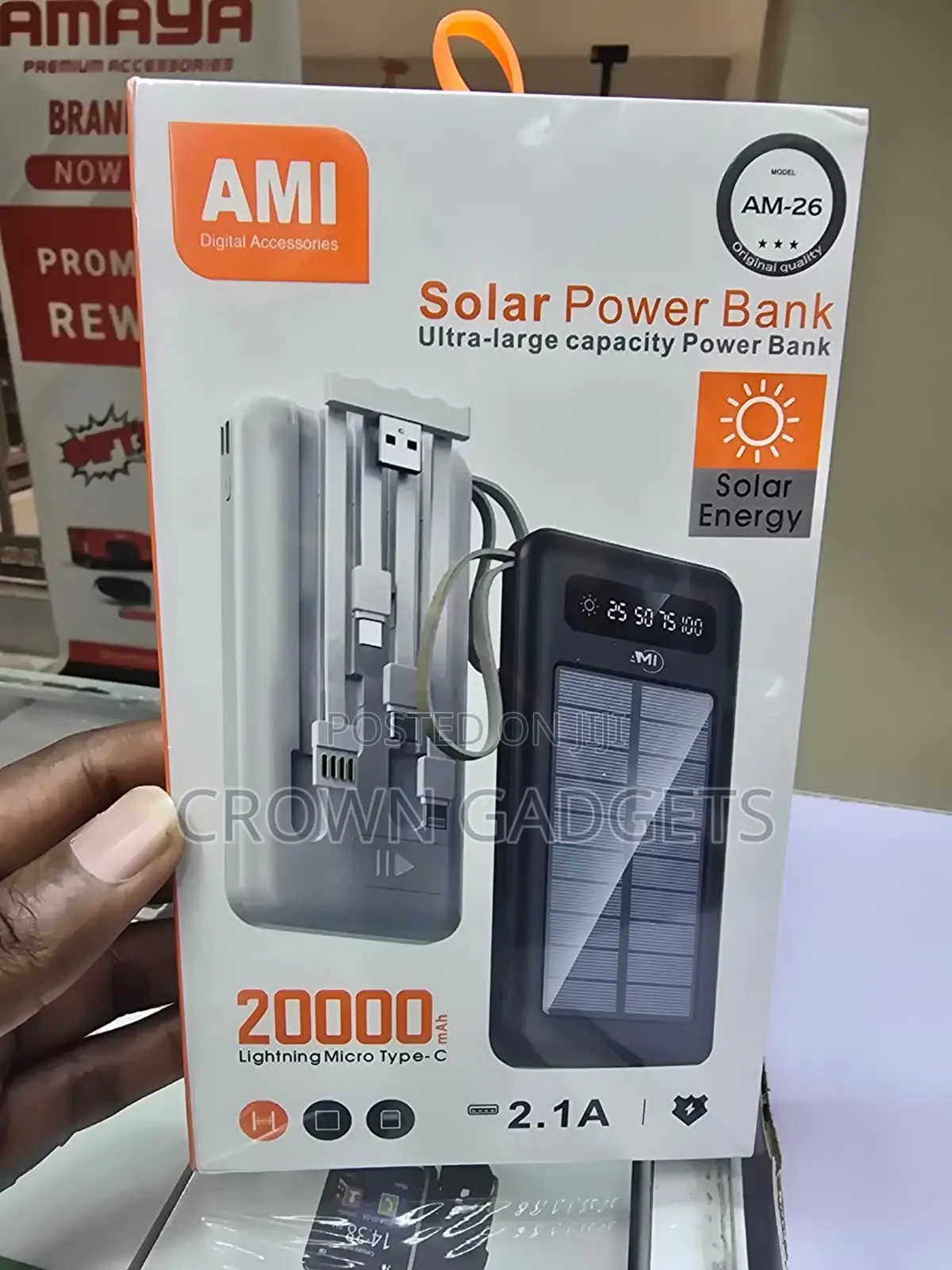 Ami Am-26 Portable Solar Charger Dual Usb Power Bank