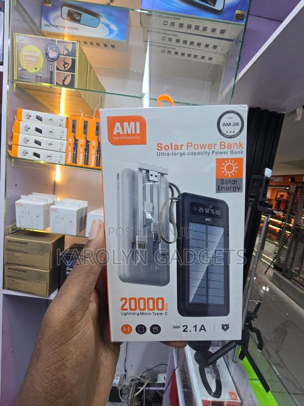 Ami Am-26 Portable Solar Charger Built-in Charging Cables - main view