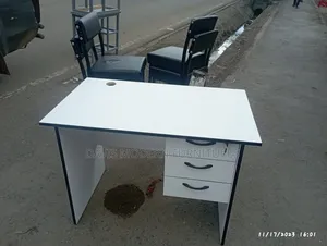 White Laminate Top and Black Edge Office Desk