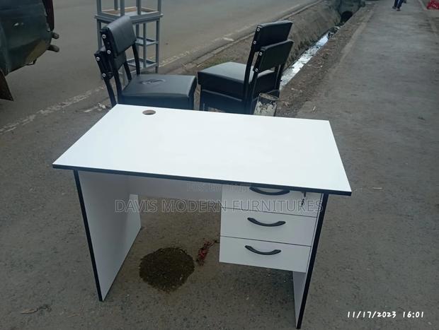 White Laminate Top and Black Edge Office Desk