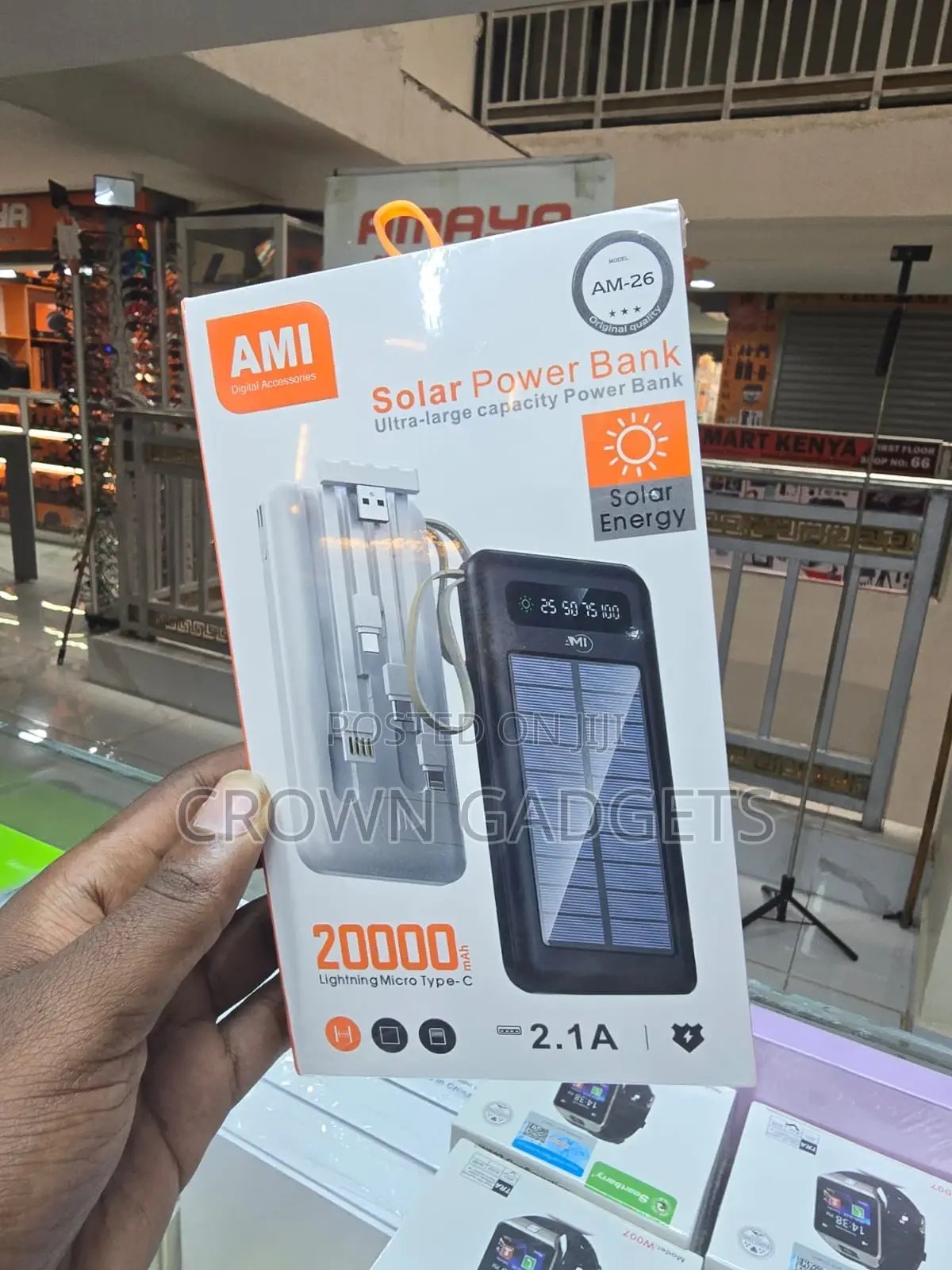 Ami Am-26 Fast Charging Solar Battery Pack With Led Light