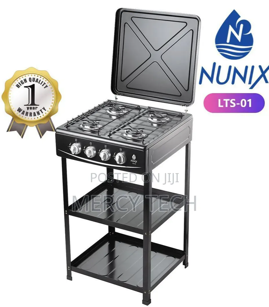 Nunix 4-Burner Gas Standing Cooker With Shelves (Lts01)