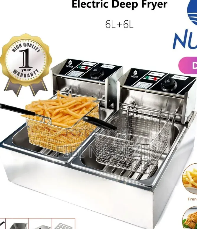 Nunix Double Deep Frying Machine/6l Each Deep Fryer