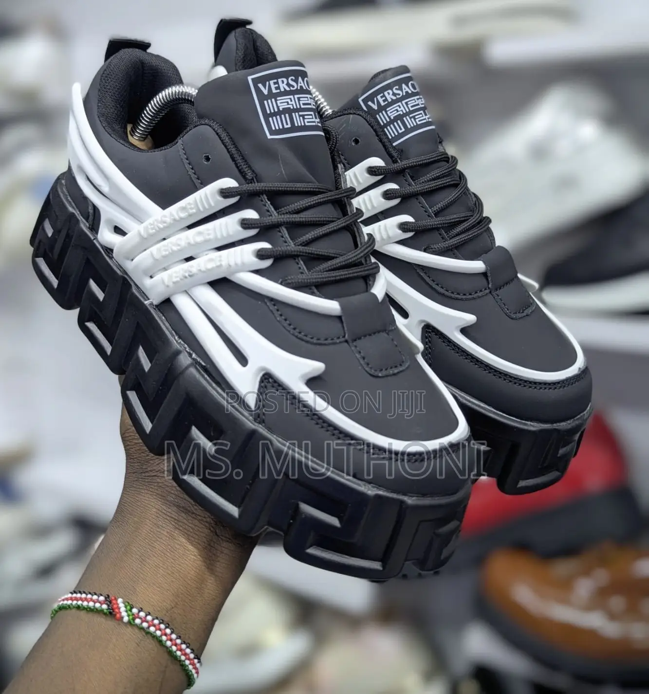 Unisex Versace Chunky Sneakers Featuring a Thick, Sculpted Outsole