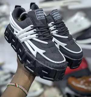 Unisex Versace Chunky Sneakers Featuring a Thick, Sculpted Outsole