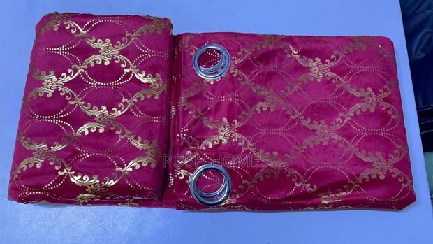 3 Piece Maroon Set Curtains - main view