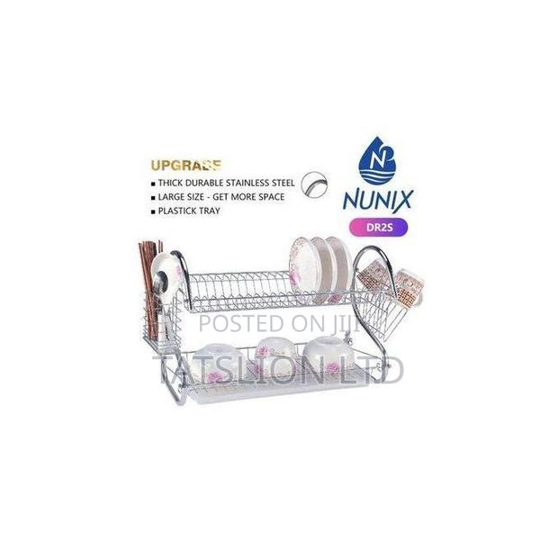 Nunix Stainless Steel 2 Tier Dish Rack +Draining Board