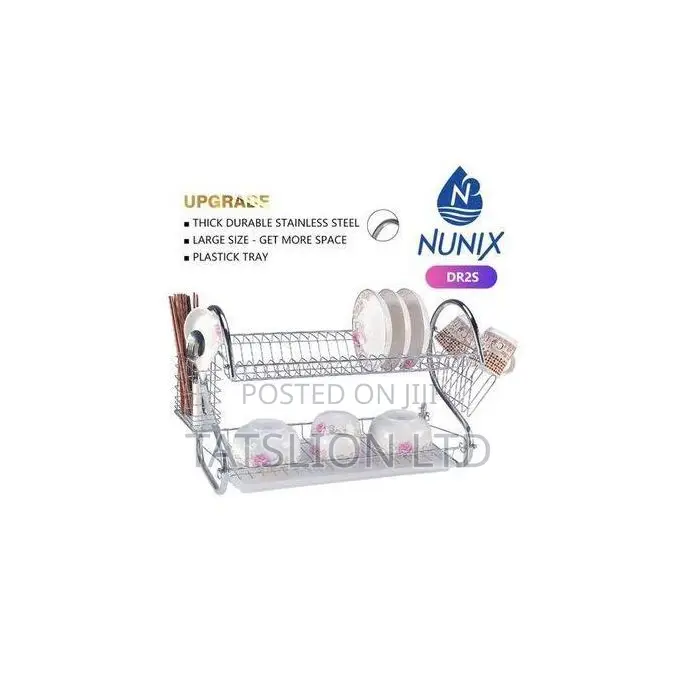 Nunix Stainless Steel 2 Tier Dish Rack +Draining Board