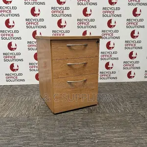 Mobile Pedestals: Rustic Oak Under Desk 3 Drawer Pedestal