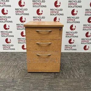 Mobile Pedestals: Rustic Oak Under Desk 3 Drawer Pedestal