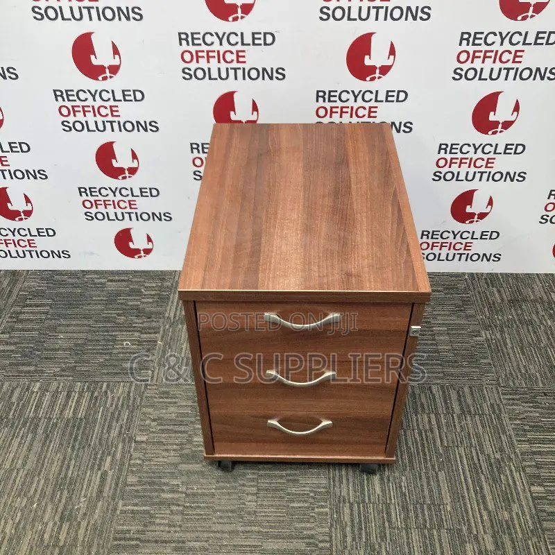 Dark Walnut 3 Drawer Under Desk Pedestal – Type 1