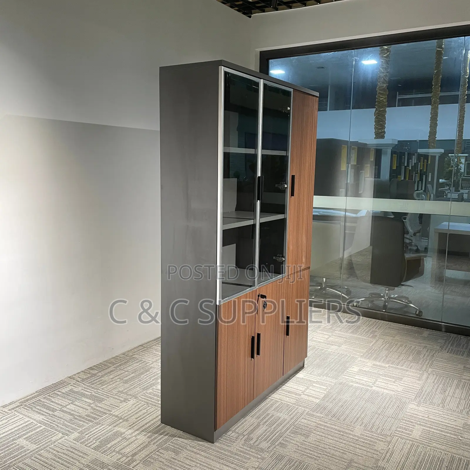 3-Doors Office Wooden Cabinet