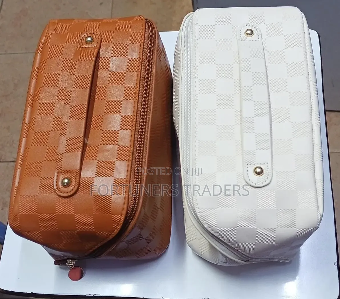Leather Cosmetic Pouch Bag.