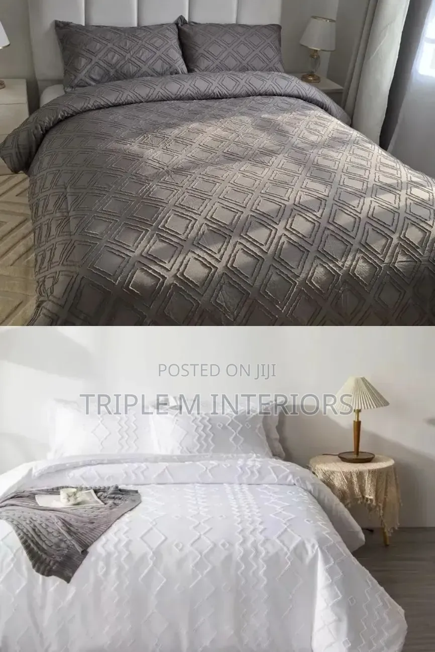 Premium Bedroom Look Tufted Wave Duvet Cover Set