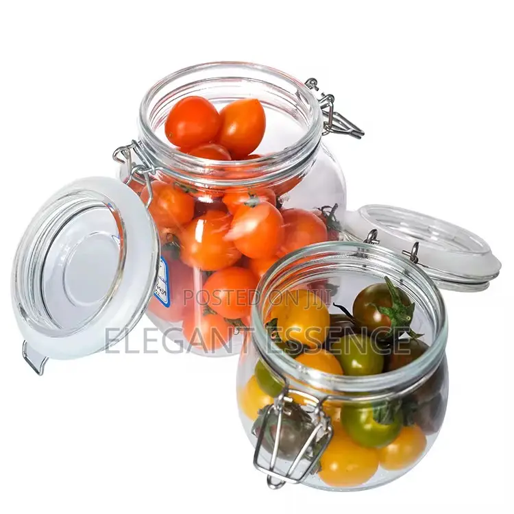 Leakproof Canister Storage Glass Jar With Clear Seal Wire Clip -500ml