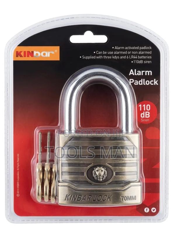 Kinbar 70mm Heavy Duty Security Alarm Padlock - 110db Siren.