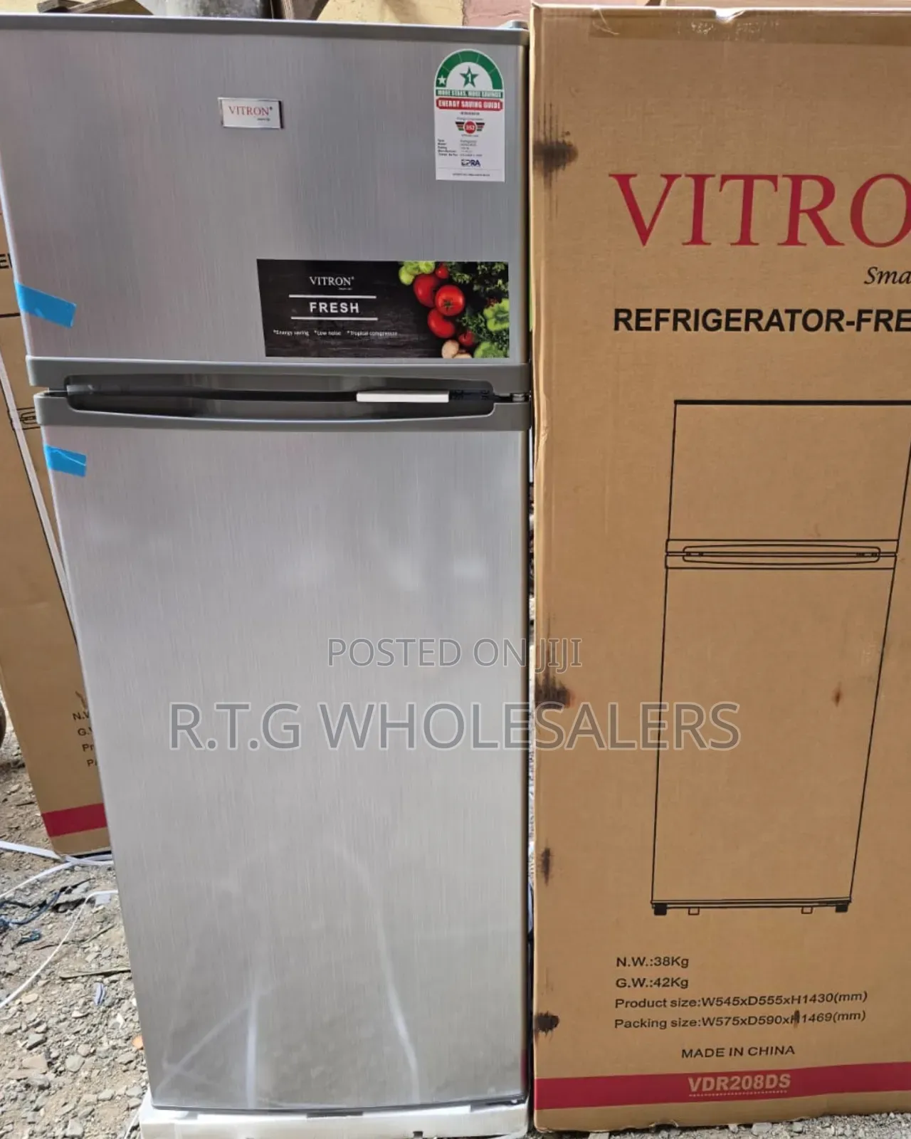 Vitron 208l Double Door Fridge Silver Hairline