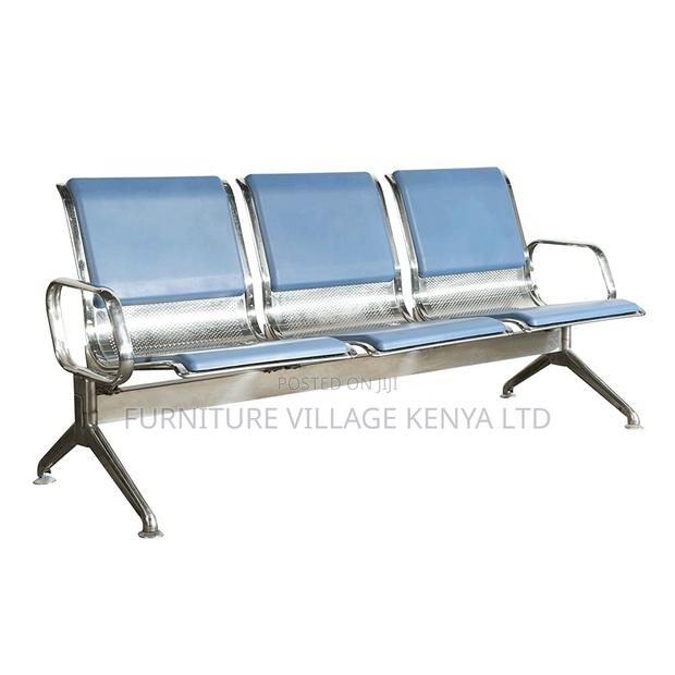 Blue Semi Padded Reception Guest Bench - thumbnail 2