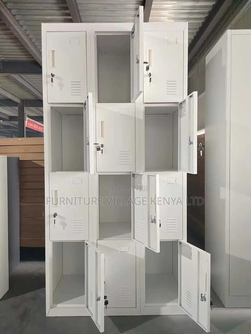12-Door's Metallic White Filling Locker Cabinet