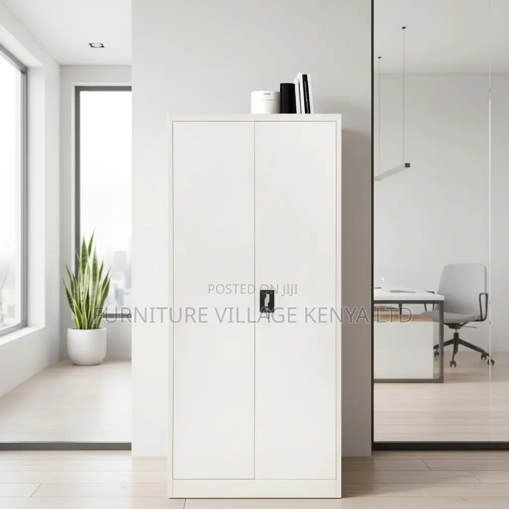 2-Swing Door White Metallic File Cabinet