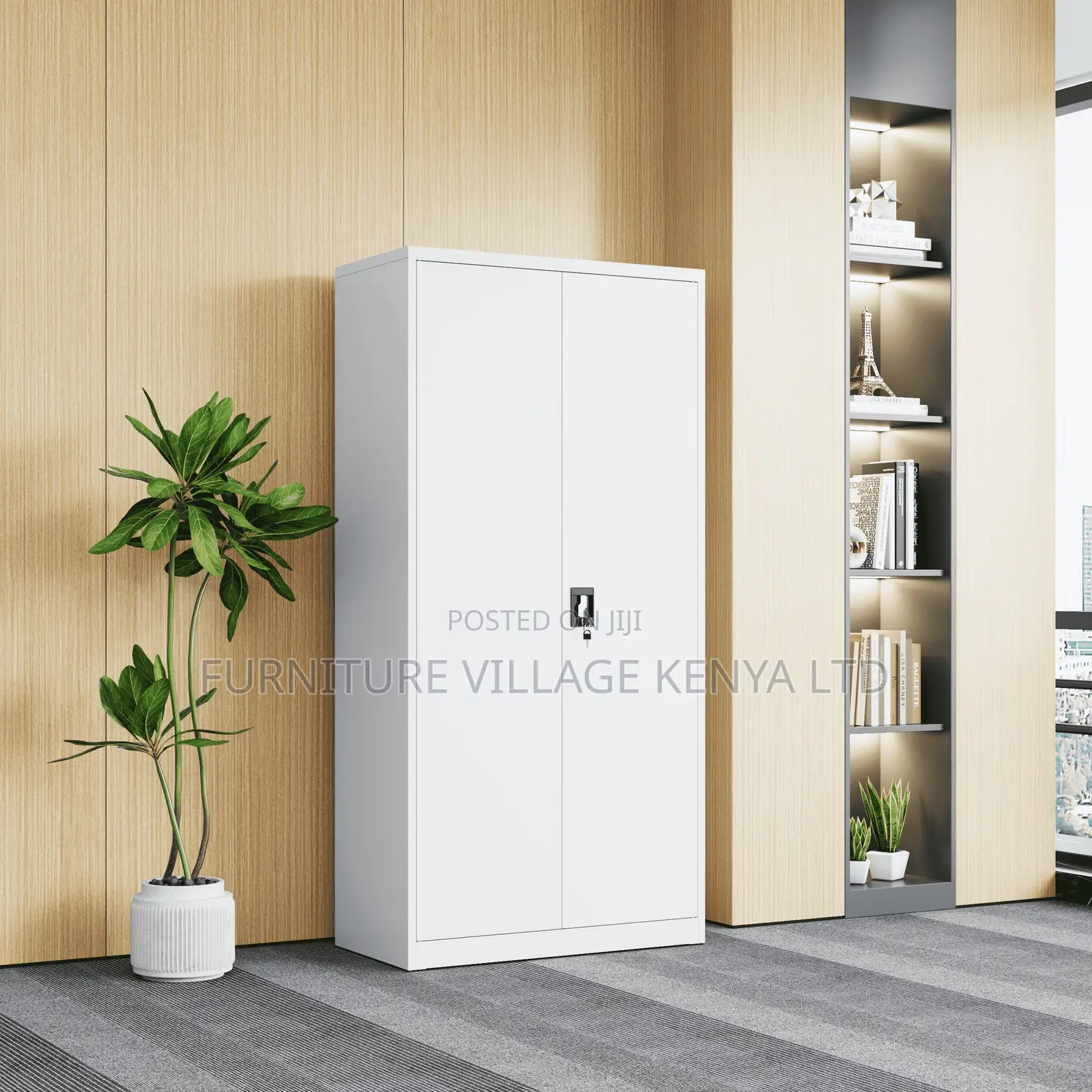 2-Swing Door White Metallic File Cabinet