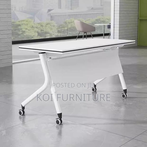 Office Desk; 1.2 Meters Stable Foldable White Meetinh and Work Desk