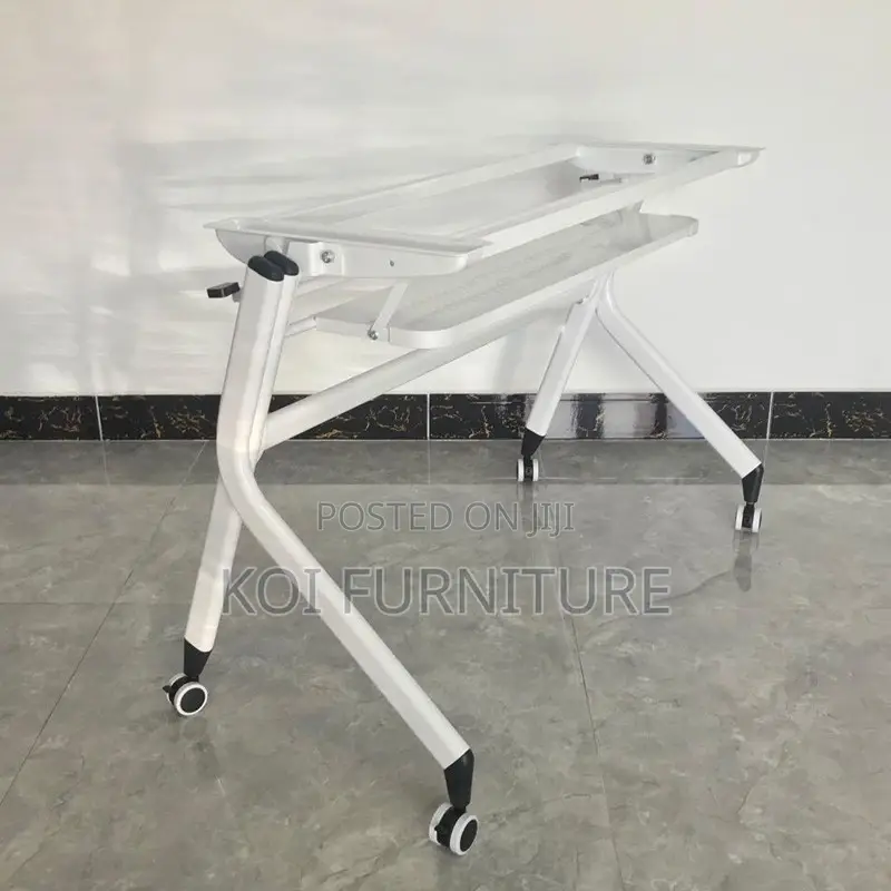 Office Desk; 1.2 Meters Stable Foldable White Meetinh and Work Desk