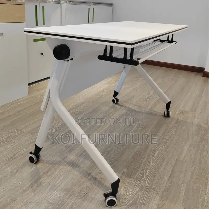 Office Desk; 1.2 Meters Stable Foldable White Meetinh and Work Desk