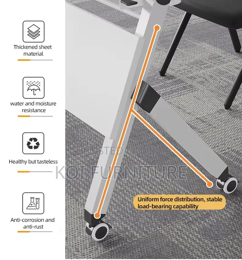 Office Desk; 1.2 Meters Stable Foldable White Meetinh and Work Desk