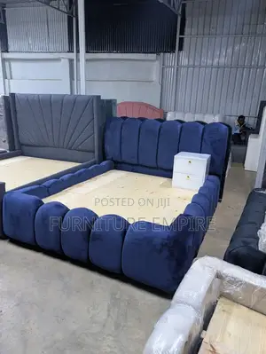 Elegant Deep Blue Velvet Bed