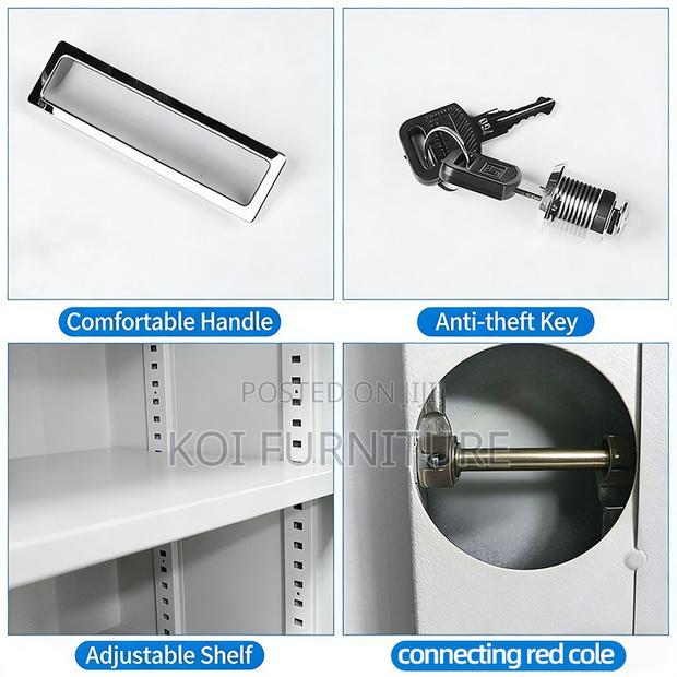 Office Cabinet; Mobix 2 Doors Steel Grey Cabinet With Shelves - thumbnail 7
