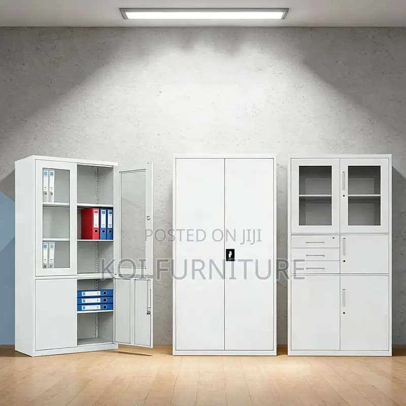 Office Cabinet; Mobix 2 Doors Steel Grey Cabinet With Shelves
