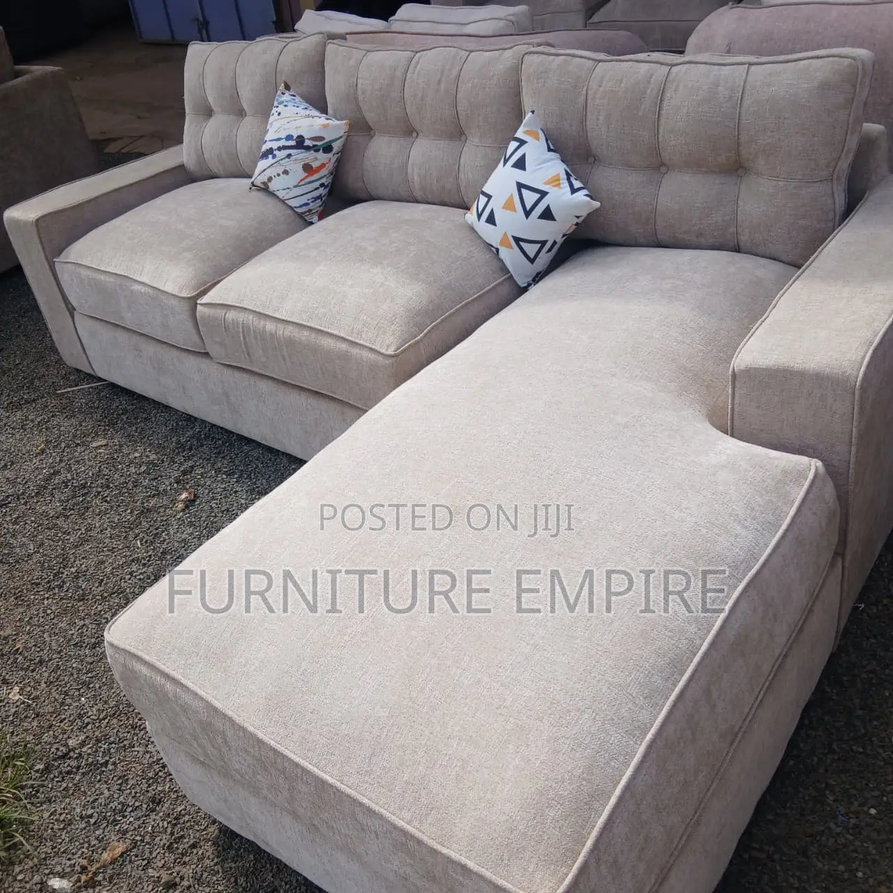 Modern Beige L Seat Sofa