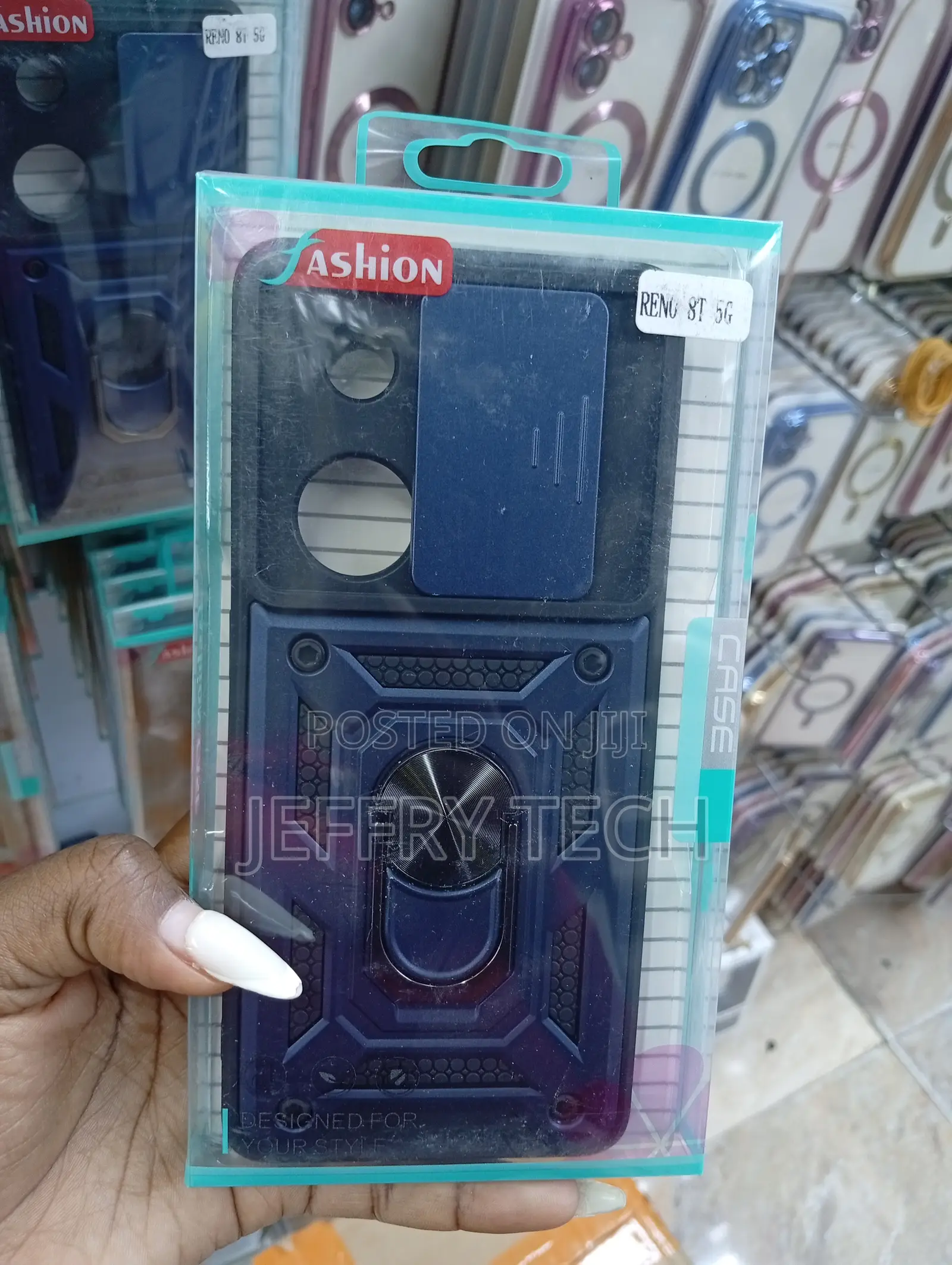 Reno 8t 5g Shutter Armor Case Featuring a Built-in Ring Holder Case