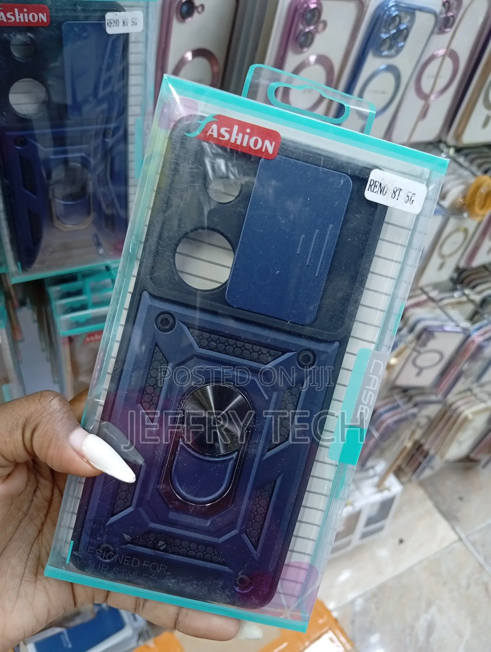 Reno 8t 5g Shutter Armor Case Featuring a Built-in Ring Holder Case