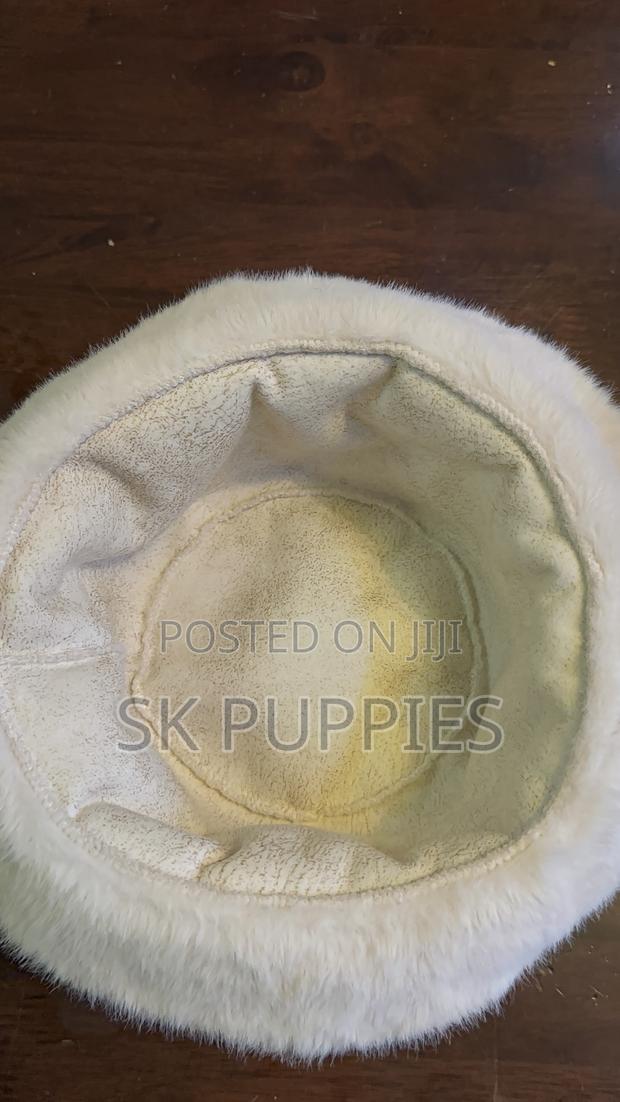 White Faux Fur Bucket Hat - thumbnail 2