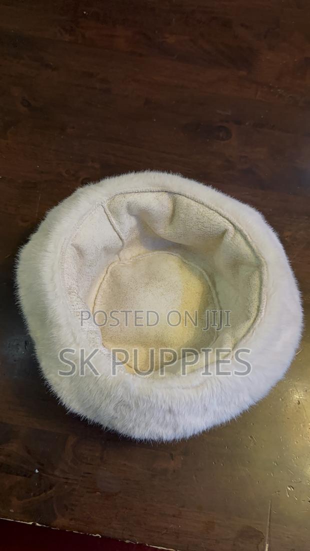 White Faux Fur Bucket Hat - thumbnail 4