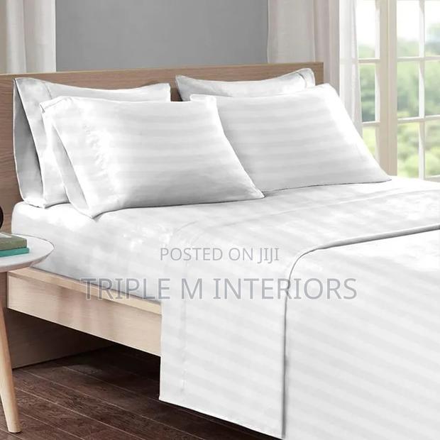 Stylish White Striped Fitted Bedsheets