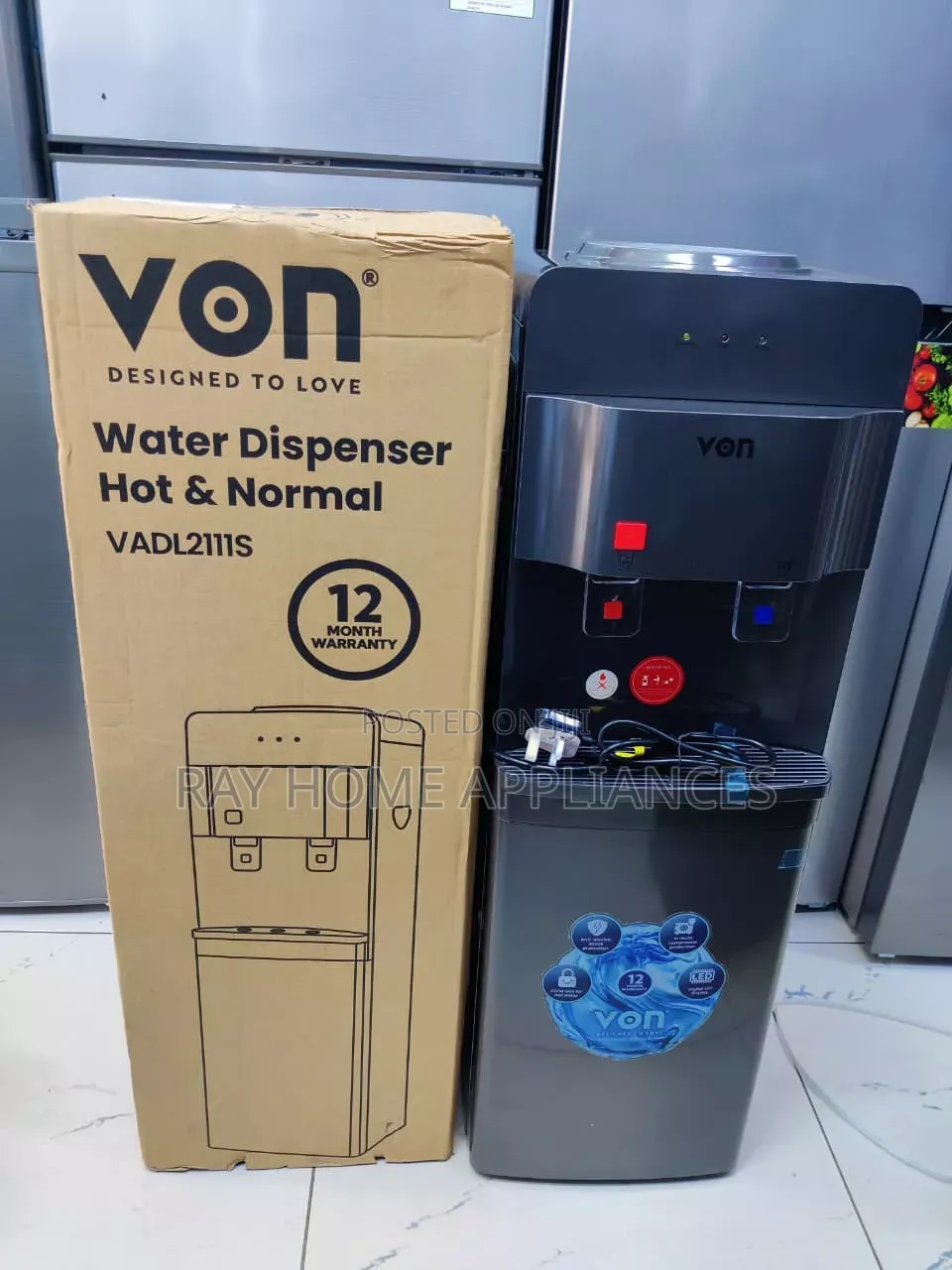 Hot and Normal (Dark Grey)
Model: Vdn211cls Von Water Dispenser.